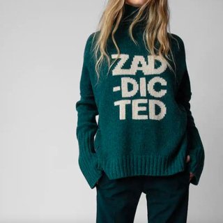 【大特価】グリーン フロントロゴ ZAD DIC TED クルーネック ニット セーター トップス プルオーバー インポート 通販