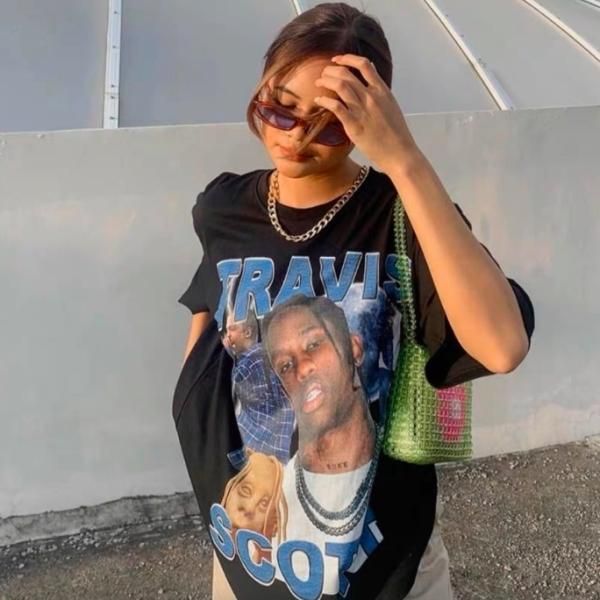 大特価】ブラック Travis Scott フェイスプリント ユニセックス