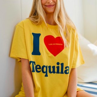 【大特価】イエロー I love tequila フロントロゴ Tシャツ 半袖 トップス カットソー インポート 通販