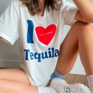 【大特価】ホワイト i love tequila フロントロゴ Tシャツ 半袖 トップス カットソー インポート 通販