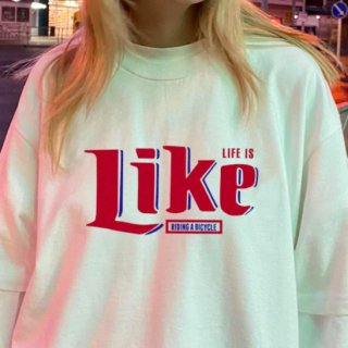 【大特価】ホワイト LIFE is LIKE フロントロゴ Tシャツ 半袖 トップス カットソー インポート 通販