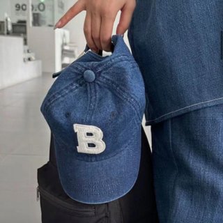 【大特価】インディゴブルー Bロゴ ベースボールキャップ デニムキャップ キャップ 帽子 インポート 通販