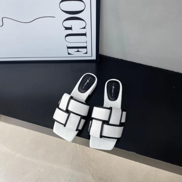 大特価】2色展開 バイカラー モノトーン 編み込みサンダル