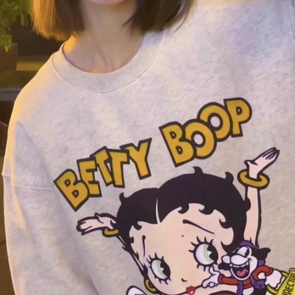 大特価】ライトグレー BETTY BOOP ベティちゃん スウェット