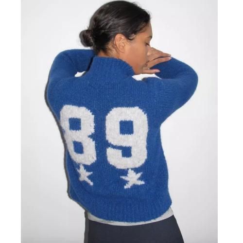 大特価】ブルー バックロゴ 89ロゴ スター 星 ニットカウチン