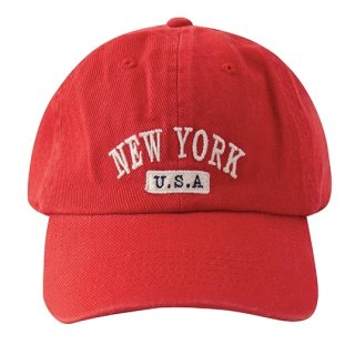 【大特価】レッド NEW YORK フロントロゴ  ベースボールキャップ キャップ 帽子 インポート 通販