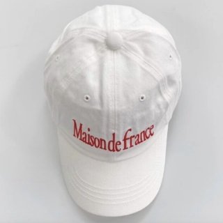 【大特価】ホワイトxレッド Maison de France フロントロゴ ベースボールキャップ キャップ 帽子 インポート 通販