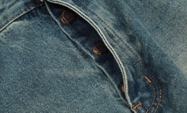 大特価】ブルー ウォッシュ加工 ストレートデニムパンツ