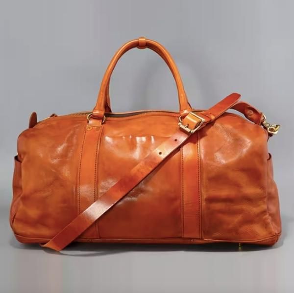 大特価】キャメルブラウン リアルレザー 本革 ボストンバッグ ユニ