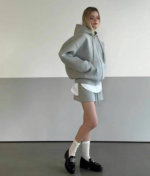 お洒落 ジャケット&ミニスカート 無地 セットアップ ストリート 大特価】3色展開 無地 シンプル パーカー フーディー ジャケット