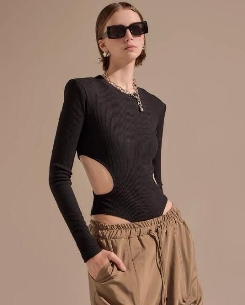 大特価】2色展開 無地 シンプル サイドカットアウト クルー