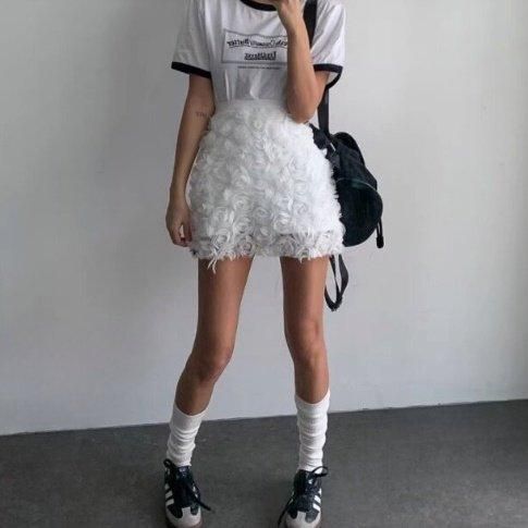 大特価】2色展開 ローズ ラッフルフリル 立体フラワー チュール