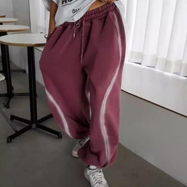 大特価】ワインレッド ラインデザイン スウェットパンツ ロング
