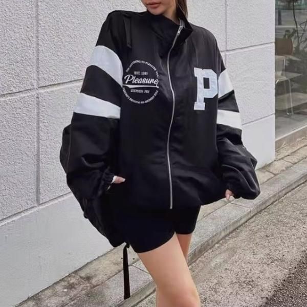 大特価】ブラック Pロゴ ラインデザイン ジッパー ジップアップ