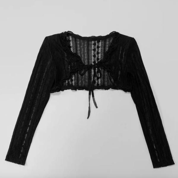大特価】ブラック シースルー レース 長袖 キャミソール