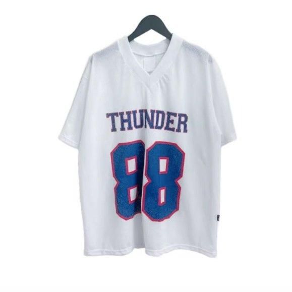 大特価】2色展開 thunder 88ロゴ オーバーサイズ 半袖 Vネック