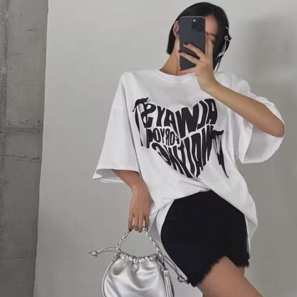 大特価】ホワイト ハートデザイン フロントロゴ リボン オーバー