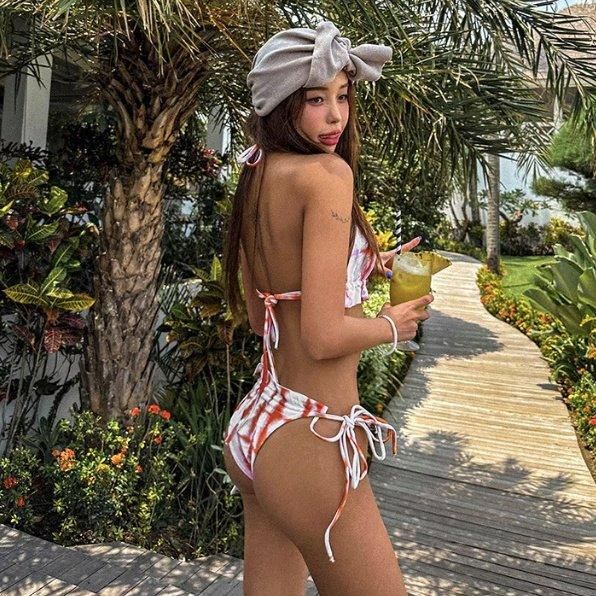 大特価】オレンジ タイダイ柄 染めプリント フリル 大特価】オレンジ タイダイ柄 染めプリント フリル