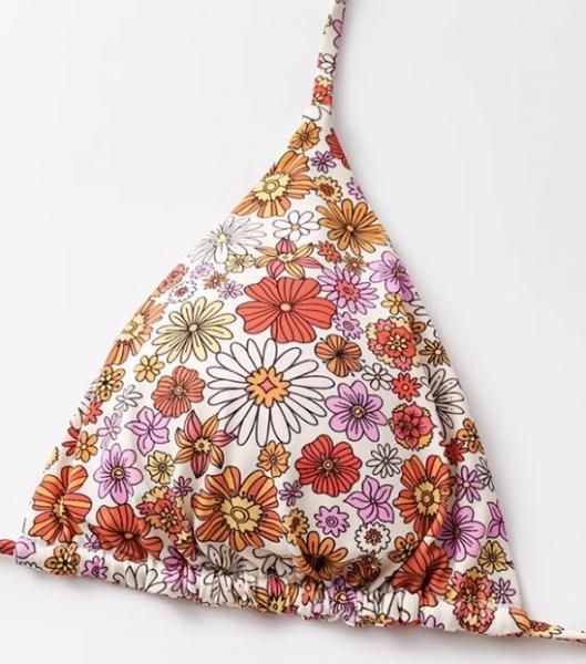 大特価】マルチカラー レトロ 花柄 フラワー トライアングル