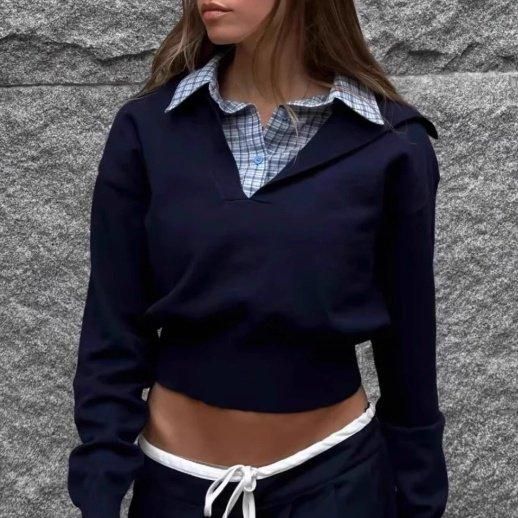 ネイビー Vネック シースルーシャツ Tshirt_top.gif