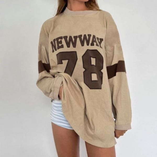 大特価】ベージュ NEWWAY 78ロゴ ナンバリング ロンT 長袖