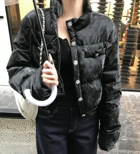   ダウンジャケット　韓国 韓国] ダウンジャケット クロップド タイト ストリート 3color