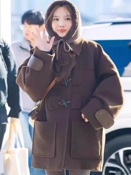 大特価】TWICE ナヨン着用風 ブラウン ダッフルコート ロング