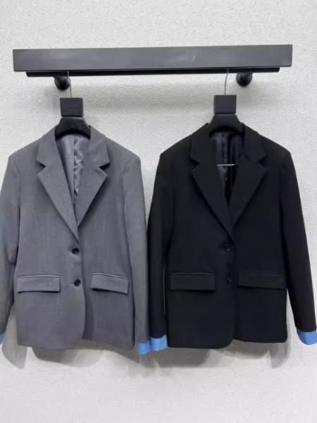 大特価】2色展開 バイカラー ブルー 袖切替 シングルボタン