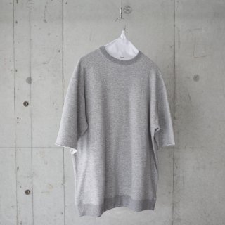 ES:S MIDDLE SLEEVE CUT-OFF SWEAT SHIRT-unisex/GRAY