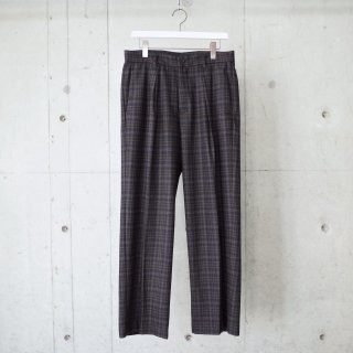 <img class='new_mark_img1' src='https://img.shop-pro.jp/img/new/icons13.gif' style='border:none;display:inline;margin:0px;padding:0px;width:auto;' />KHONOROGICA PLAID WOOL MILLED TUCK PANTS-unisex/NAVY