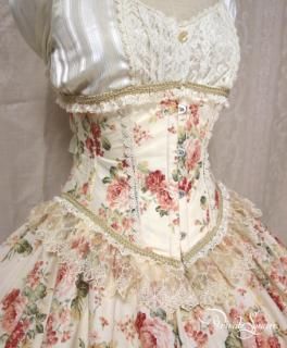【受注生産商品】『BLOOM』ショートコルセット(生成×ピンク)<img class='new_mark_img2' src='https://img.shop-pro.jp/img/new/icons14.gif' style='border:none;display:inline;margin:0px;padding:0px;width:auto;' />