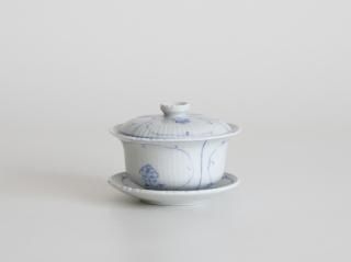 茶道具　萬古焼　山本太仙作　飛鶴盛絵　茶心壷　茶入　共箱　V　R6626 急須・土瓶・ケトル Teapots, Kettles - yamahon online store
