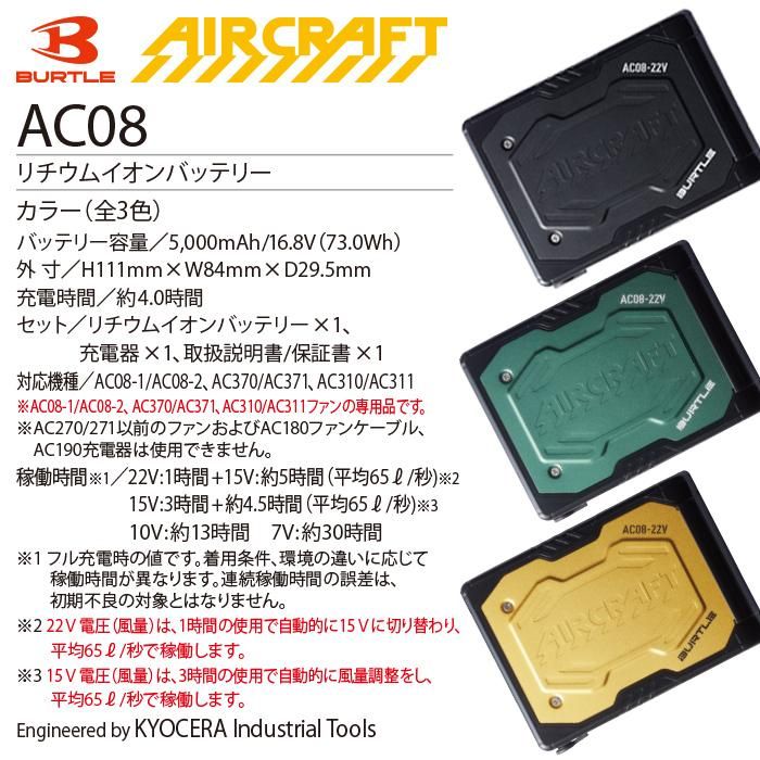 BUTLE AIR CRAFT AC08（バッテリーセット）｜空調服・EFウェア専門店 通販ショップユニアカ