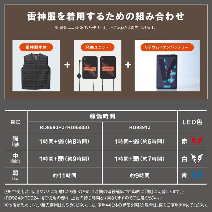 サンエス RD9570（雷神服用発熱ユニット）｜空調服・EFウェア専門店