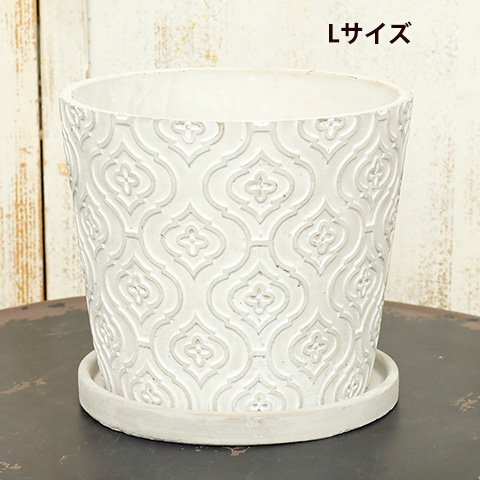 ナチュラルおしゃれなデザインの陶器鉢 Lサイズです。