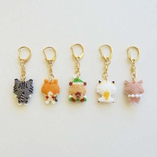 ビーズステッチキット 京・動物ことわざキーホルダー