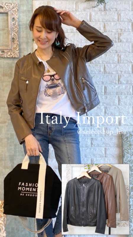 Italy Importラム革ノーカラーライダースジャケット|ファッション通販セレクトショップLisa