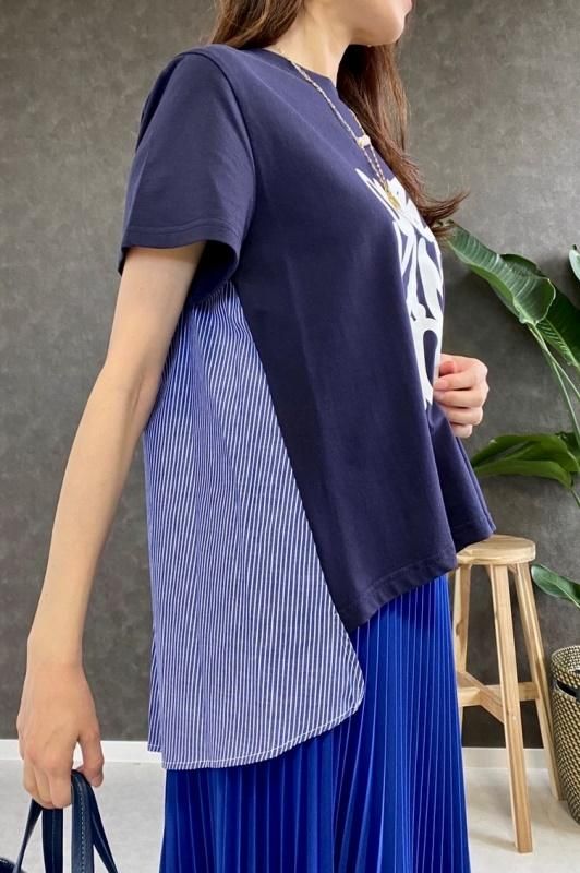 MICALLE MICALLE(ミカーレミカーレ)異素材切替ロゴTシャツ