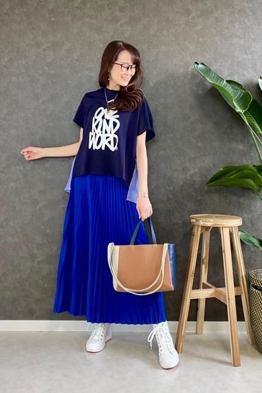 MICALLE MICALLE デニムとプリーツのハイブリッドスカート MICALLE MICALLE デニムとプリーツのハイブリッドスカート