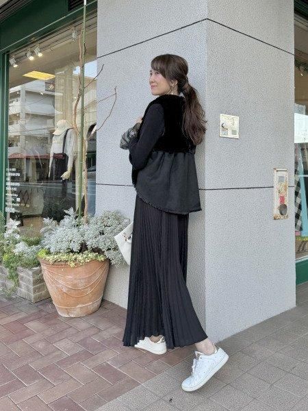 Priority（プライオリティ）定番人気プリーツガウチョ・無地