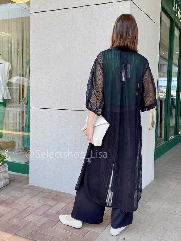 Anna Kerry(アンナケリー)8分袖メッシュロングカーディガン