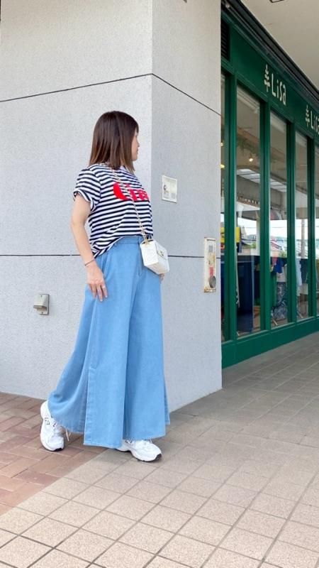 MICALLE MICALLE(ミカーレミカーレ)フロッキーロゴボーダーT