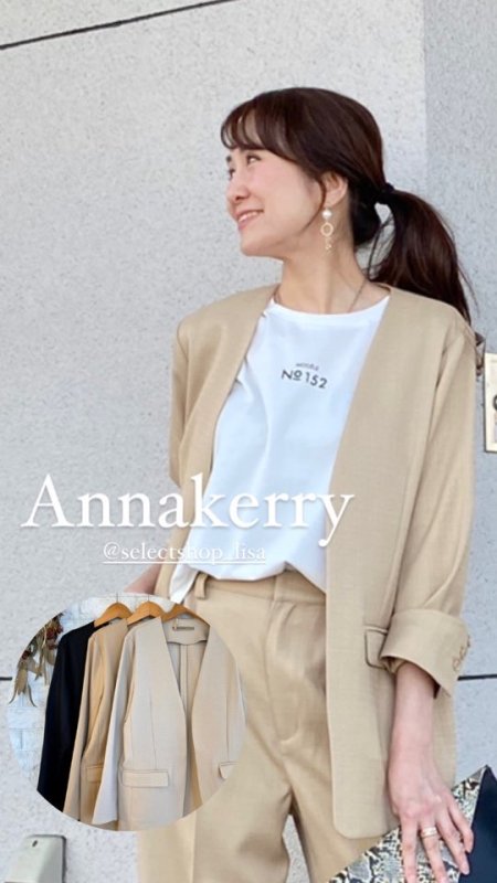 Anna Kerry(アンナケリー)リネン風ノーカラージャケット(セットアップ可)|ファッション通販セレクトショップLisa