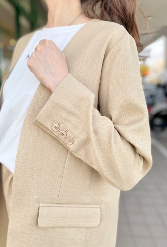 Anna Kerry(アンナケリー)リネン風ノーカラージャケット(セットアップ可)|ファッション通販セレクトショップLisa