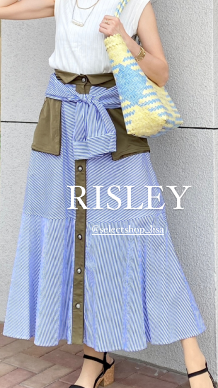 RISLEY(リズレー)シャツ巻き風ストライプマキシスカート|セレクトショップLisa