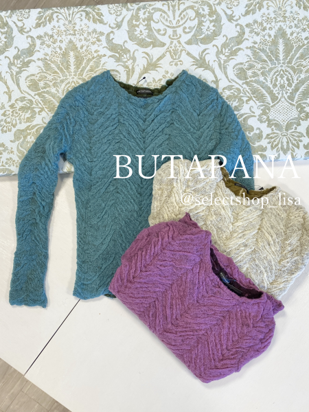 BUTAPANA(ブタパナ)袋ジャガード丸首ニット|日本製BUTAPANA（ブタパナ