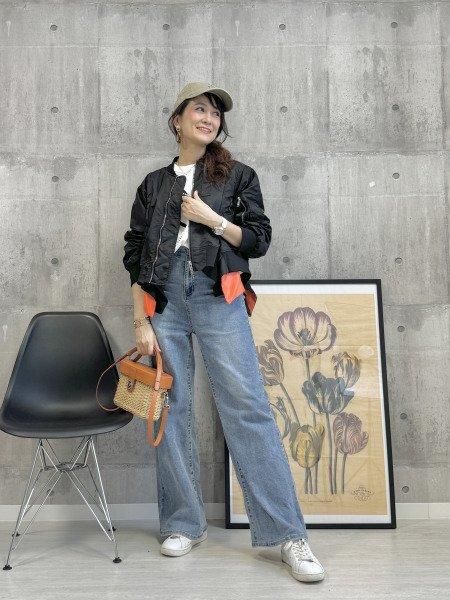 ミカーレミカーレ 洗える バックロゴペイント シアーブルゾン 羽織り ゆったり ミカーレミカーレ 洗える バックロゴペイント シアーブルゾン