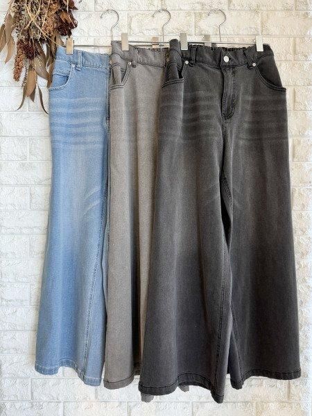 お歳暮 のし Priority(プライオリティ)裏微起毛ワイドデニムパンツ|セレクト パンツ