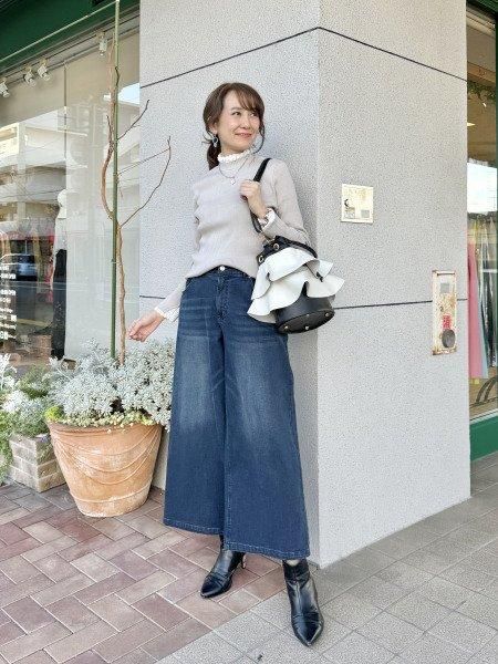 スペシャルオファ Priority(プライオリティ)裏微起毛ワイドデニムパンツ|セレクト パンツ