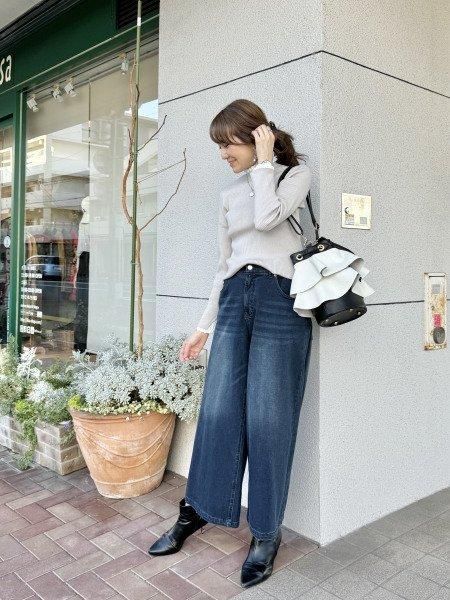 Priority(プライオリティ)裏微起毛ワイドデニムパンツ|セレクト